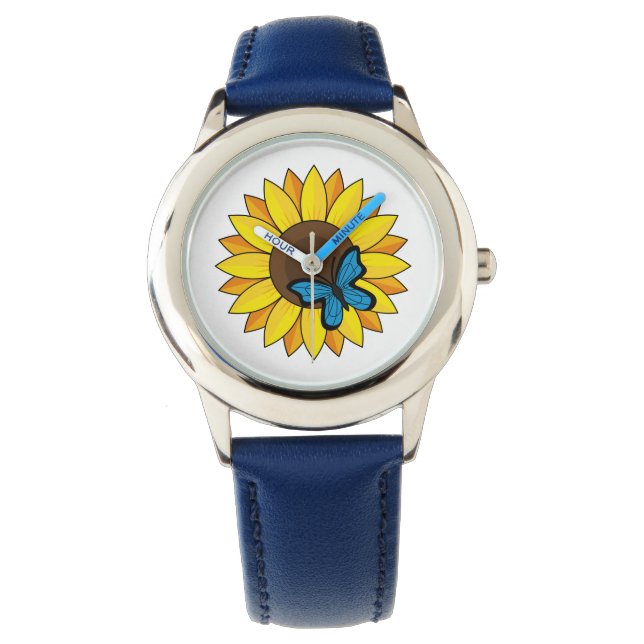 Soltid och blå fjäril armbandsur (Framsida)
