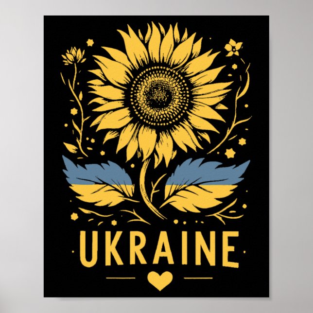 Soltill Ukraina Jag Står Med Ukraina Fred För Poster (Framsidan)