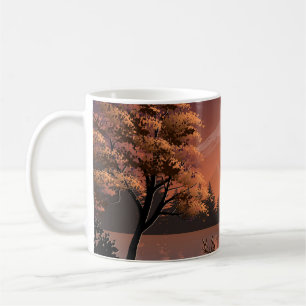 Soluppåtliggande landskap med Sjö och Deers-51207 Kaffemugg