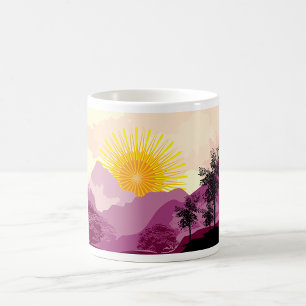 Soluppåtliggande liggande kaffemugg