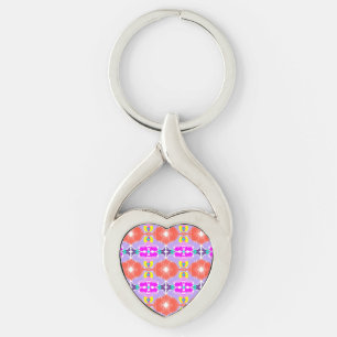 Soluppblomning Kalejdoskop Twisted Heart Silverfärgad Nyckelring