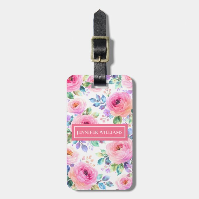 Soluppgång Blommig Boho Anpassad Namndesign        Bagagebricka (Vertikal Framsida)