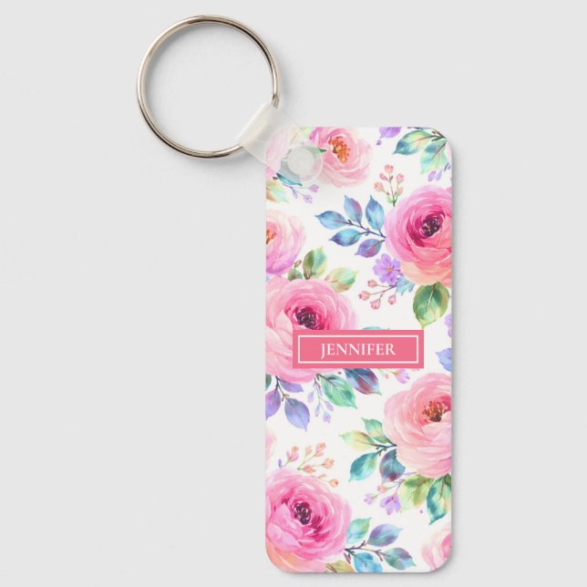Soluppgång Blommig Boho Anpassad Namndesign Nyckelring (Framsida)