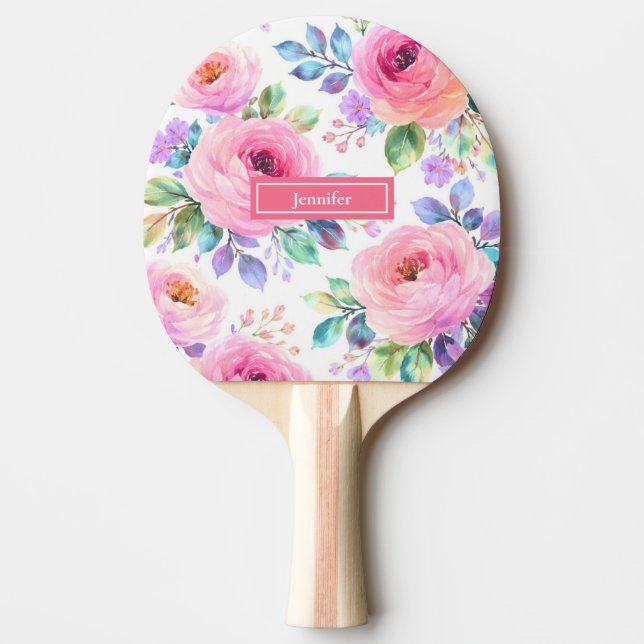 Soluppgång Blommig Boho Anpassad Namndesign Pingisracket (Framsidan)
