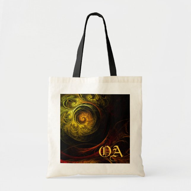 Soluppgång Blommigt Red Abstrakt Art Monogram Bag Tygkasse (Framsidan)