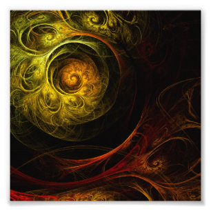 Soluppgång - Blommigt Red Abstrakt Art Photo Print Fototryck