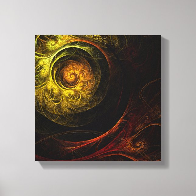 Soluppgång Blommigt Red Abstrakt Black and White Canvastryck (Framsida)