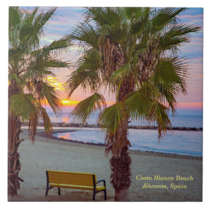 Soluppgång, Costa Blanca Beach, Spanien Kakelplatta