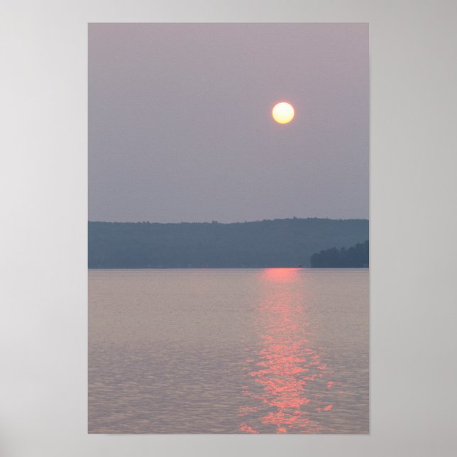 Soluppgång, Elk Sjö, Michigan. Poster (Framsidan)