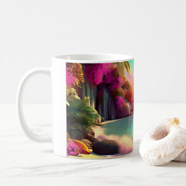 Soluppgång för tropisk persikobuk kaffemugg (Med munk)