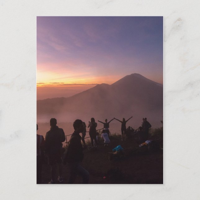 Soluppgång från Mount Batur i Bali, Indonesien Vykort (Framsida)