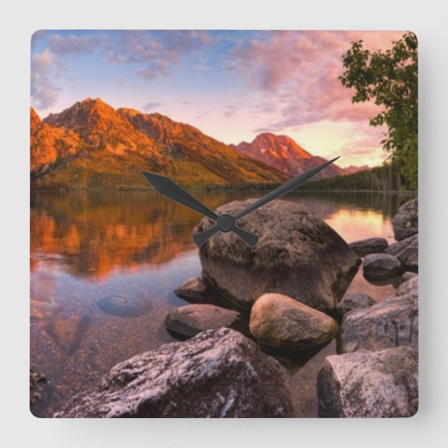 Soluppgång Fyrkantig Klocka (Framsida)