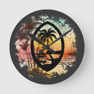 Soluppgång Guam Seal Acrylic Print Triptych Rund Klocka