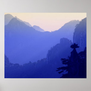 Soluppgång, Gult Mountain, Huangshan, China Poster