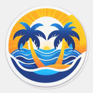 🌅 Soluppgång Havsvågor Emblem Klistermärke Kustpr
