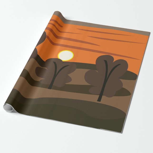Soluppgång Himmel Landskap Presentpapper (Utrullad)