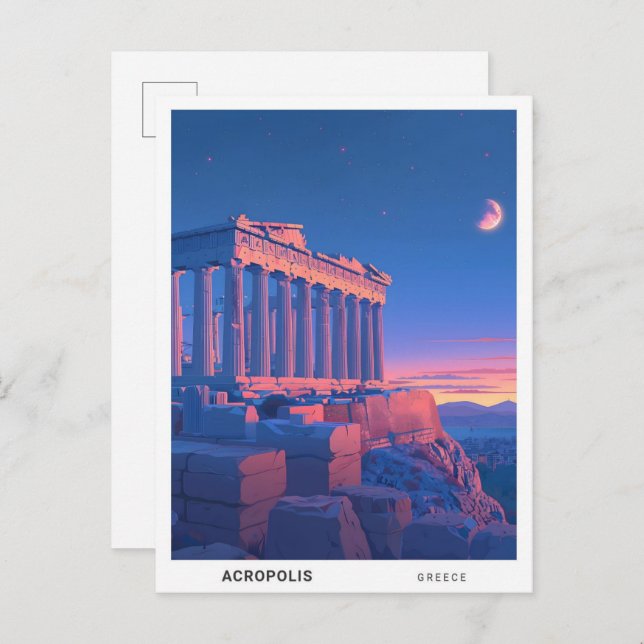 Soluppgång i Akropolis Greece Travel Vykort (Fram/baksida)