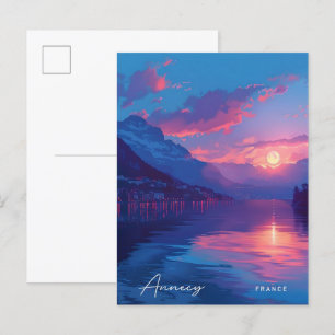 Soluppgång i Annecy Frankrike Travel Vykort