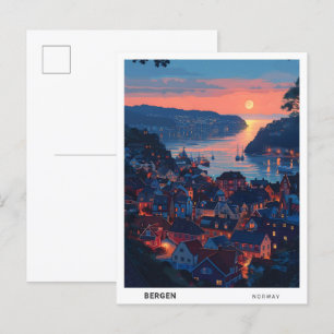 Soluppgång i Bergen Norge Travel Vykort