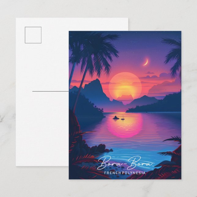 Soluppgång i Bora-Bora Fransk Polynesia Travel Vykort (Fram/baksida)