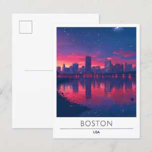 Soluppgång i Boston Massachusetts USA Travel Vykort
