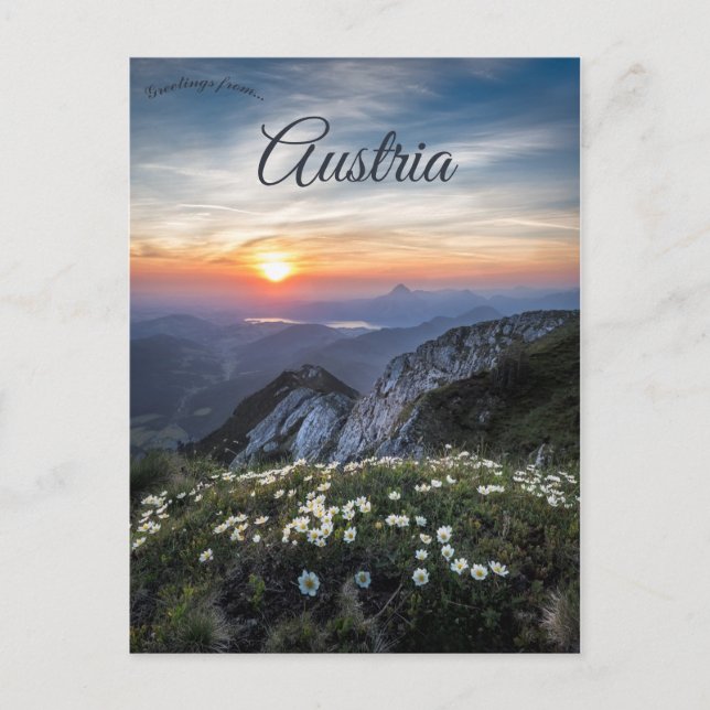 Soluppgång i Ebensee Austria Vykort (Framsida)