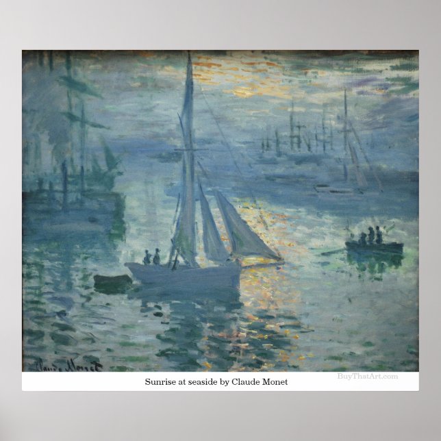 Soluppgång i havet av Claude Monet Poster (Framsidan)