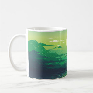 Soluppgång i havets illustration, konst, skönhet kaffemugg