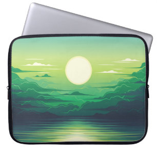Soluppgång i havets illustration, konst, skönhet laptop fodral