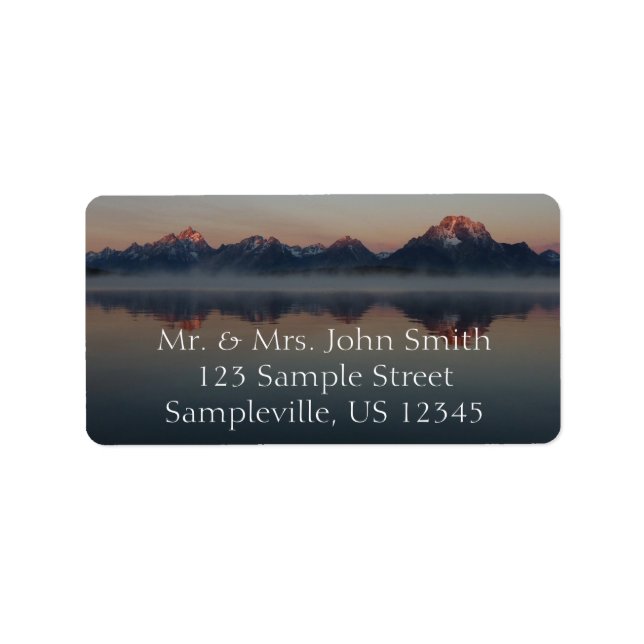 Soluppgång i Jackson Dam Grand Teton nationalpark Adressetikett (Framsidan)