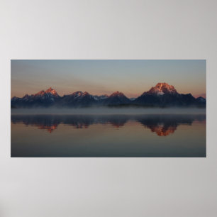 Soluppgång i Jackson Dam Grand Teton nationalpark Poster