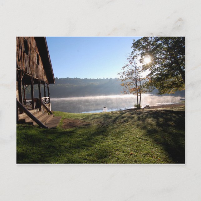 Soluppgång i lägret vykort (Framsida)