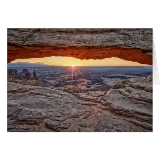 Soluppgång i Mesa Arch, Canyonlands nationalpark Hälsningskort (Framsidan Horizontal)