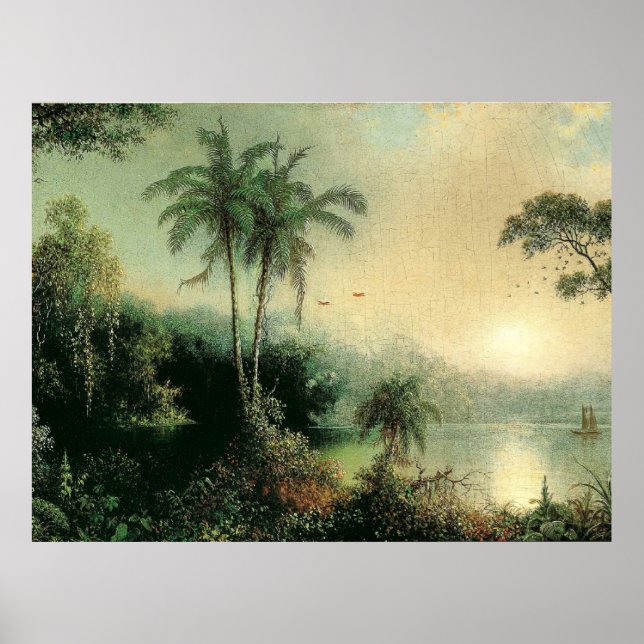 Soluppgång i Nicaragua, målning av M.J. Heade Poster (Framsidan)