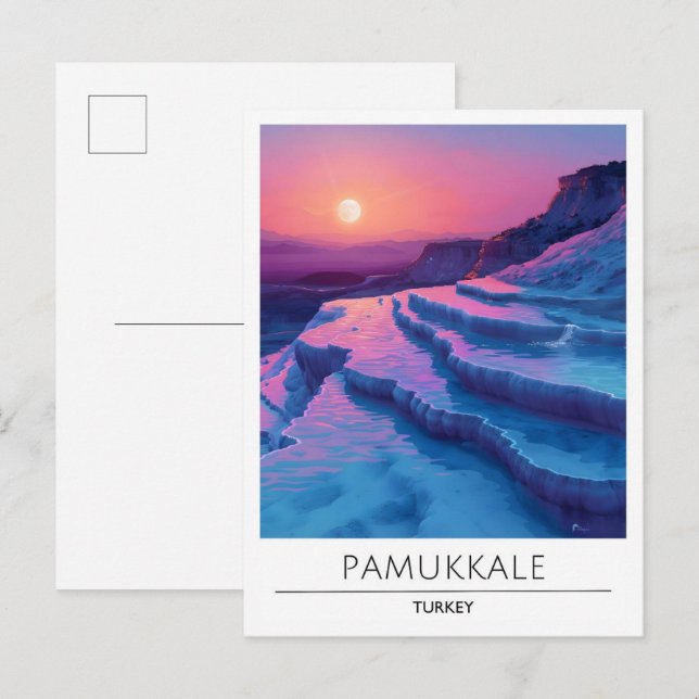 Soluppgång i Pamukale Turkey Travel Postcard Vykort (Fram/baksida)