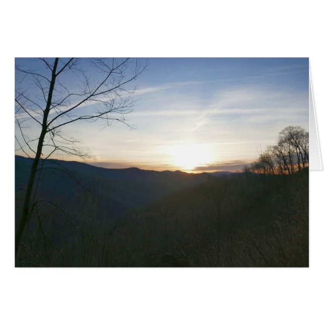 Soluppgång i rökbergen hälsningskort (Framsidan Horizontal)