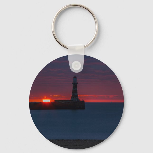 Soluppgång i Roker Lighthouse-England Keychain Nyckelring (Framsida)