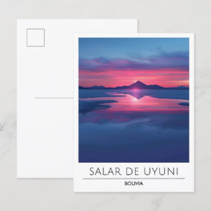 Soluppgång i Salar de Uyuni Bolivia Travel Vykort