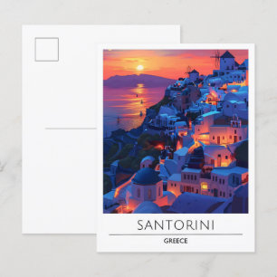 Soluppgång i Santorini Greece Travel Vykort