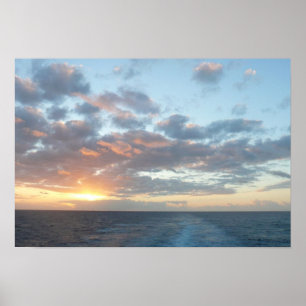 Soluppgång i Sea I Pastel-Sjölandskapet Poster