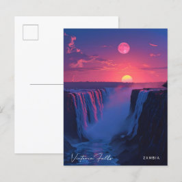 Soluppgång i Victoria Falls Zambia Vintage resor Vykort