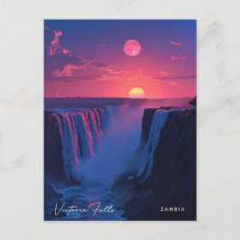 Soluppgång i Victoria Falls Zambia Vintage resor Vykort
