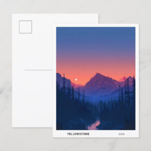 Soluppgång i Yellowstone USA Travel Vykort