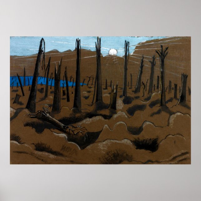 Soluppgång, Inverness Copse av Paul Nash (1918) Poster (Framsidan)