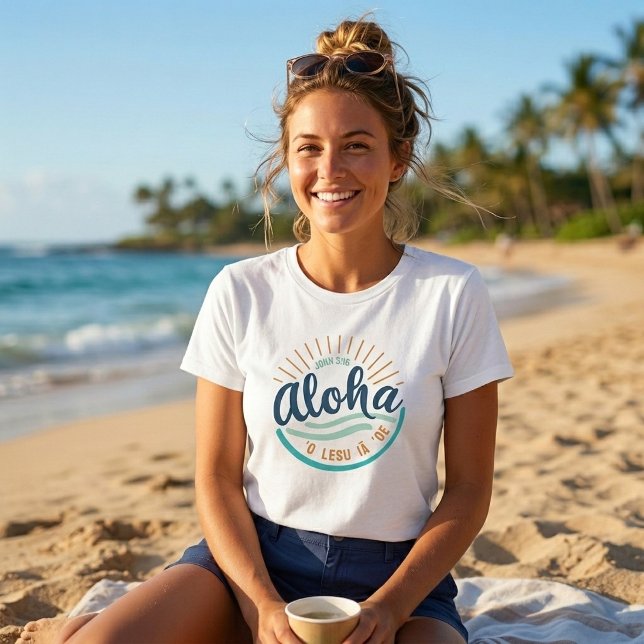 Soluppgång "Jesus älskar dig" hawaiiansk t-shirt (Skapare uppladdad)