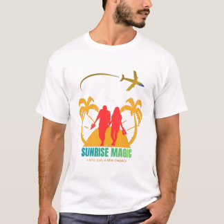 Soluppgång kärlek Siluett – Romantiskt par strand  T Shirt