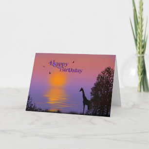 Soluppgång med giraff-Födelsedag Kort