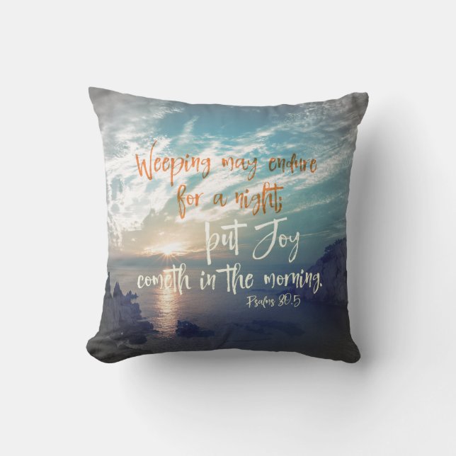 Soluppgång med Joy Comes i morgon Bible Verse Kudde (Framsida)