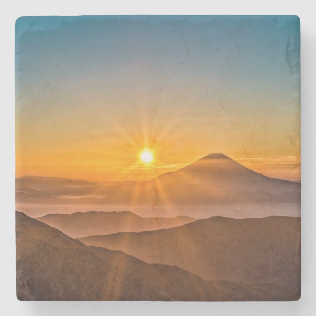 Soluppgång mellan backe stenunderlägg (Framsidan)