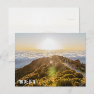Soluppgång & moln i Madeira, Pico Ruivo resa Vykort
